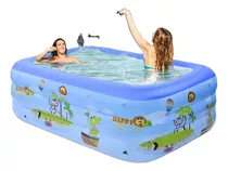 Piscina Inflable Niños Rectangular 120x90 3 Anillos Verano