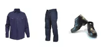 Kit Camisa Pantalon Azul M Cargo Botin Economico Con Puntera