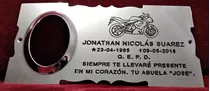 Placa Recordatoria Cementerio 25x12 Con Dibujo Motocicleta