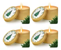 4 Velas De Navidad De Pino De Abeto De Viaje, Velas De Lata 