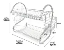 Secaplatos 2 Pisos Escurridor Platos Cromado Vasos Cubiertos