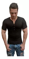 Camisa Henley Masculina Camiseta Slim Fit Manga Curta Sjons