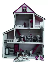 Casa Casinha + 23 Móveis+ 1 Boneca Barbie 12cm