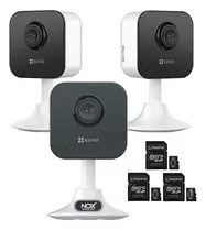 Kit X 3 Camara De Seguridad Wifi Full Hd Ezviz H1c Sd 32gb