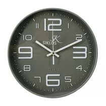 Reloj Pared Plastico Siklos Gb8103 25cm Silencioso Color De La Estructura Gris Oscuro Color Del Fondo Gris Oscuro