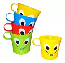 Vaso Con Asas Taza Plástico Carita Para Niños 4 Unid / 250ml