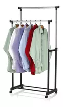 Rack Organizador Doble Para Colgar Ropa Color Plateado