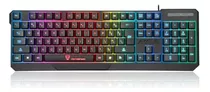 Teclado Gamer Motospeed, K70, Rainbow, Membrana, Us - Preto Idioma Inglês Us