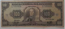 1 Billete De 100 Sucres Abril 29 De 1986 Ecuador