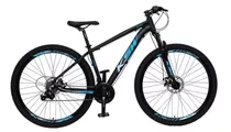 Bicicleta Aro 29 Ksw Alumínio 24 Vel Freio A Disco Mec Mtb Cor Preto Com Azul E Azul Tamanho Do Quadro 17