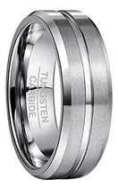 Nuncad Anillo De Tungsteno De 8 Mm Para Hombre Plata Con Aca