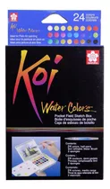 Set De Acuarelas Koi 24 Pastillas Con Pincel De Agua Color Multicolor
