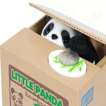 Alcancia Oso Panda Robamonedas Negro Con Blanco Calidad