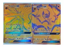 Kit Carta Pokemon Lunala Gx Solgaleo Gx Dourada Originais