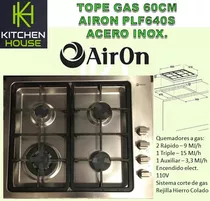 Tope Cocina Gas Airon Plf640s 60cm Acero Inox