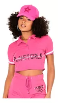 Conjunto Rosa Feminino Shorts + Cropped Polo Planet Girls 