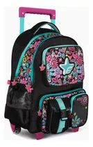 Mochila Carrito Flowers Negro 18 Pulgadas - Footy