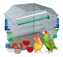 Combo Kit Jaula Grande Aves Loro Paloma Con Accesorios 