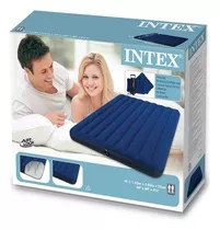 Colchon Inflable  Queen Size Intex Con 2 Almohadas Y Bomba