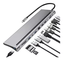 Dockstation Hub 12 Em 1 Hub Usb C 2x Hdmi 4k Mac Dell Lenovo