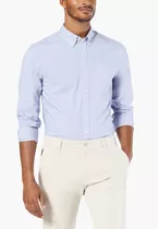 Camisa Signature Comfort Flex Classic Fit Celeste Dockers