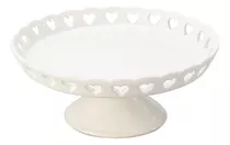 Centro De Mesa Lyor Coração De Ceramica Branco 15cm