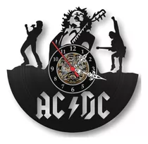 Acdc Relógio Disco De Vinil Retrô Bandas Hard Rock Decoração