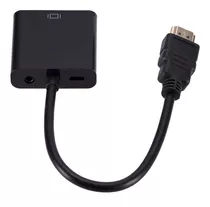 Adaptador Conversor Convertidor Hdmi A Vga Audio Aux 1080p Color Negro