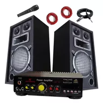 Combo Amplificador Usb Karaoke + 2 Bafles 3 Vias + Mic