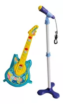 Kit Com Guitarra E Microfone Musical Infantil Importway Cor Azul