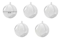 Pack 5u Esfera Transparente Plástico Bola De Navidad De 6cm 