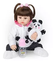 Brastoy Bebe Reborn Menina Panda 100% Silicone Com Acessórios