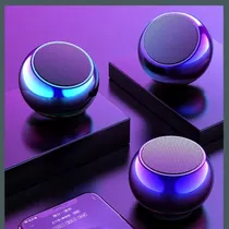 Caixinha Som Bluetooth Tws Metal Redonda Mini Speaker 3w Cor Azul-turquesa 5v