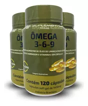 3x Omega 3 6 9 1000mg Peixe Linhaça Borragem 120caps