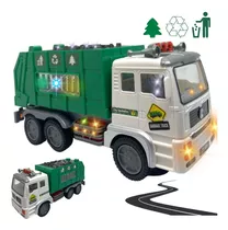 Caminhão Coletor De Lixo Bate Volta Com Luz Som Brinquedo Cor Verde Personagem Caminhão De Lixo