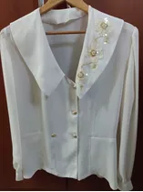 Camisa De Gasa Y Pollera Falda Conjunto Natural Lentejuelas