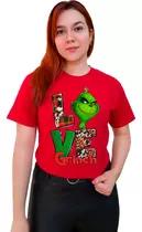 Polera Navideña 100% Algodón Familiar Love Grinch Navidad