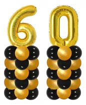 Columnas De Globos Dorados/negros Con Numeros Grandes 