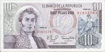 Colombia 10 Pesos 7 Agosto 1980 Serie Az