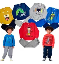 Kit 3 Conjuntos Infantil Menino Inverno Moletom Calça Blusa