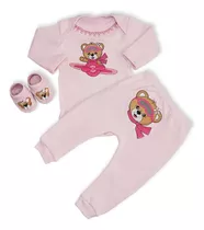 Conjunto Body Bebê Calça E Sapatinho Kit Luxo 3 Peças