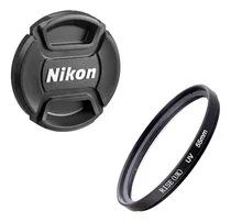 Combo Tapa Frontal + Filtro Uv Para Lente Camara Nikon 55mm