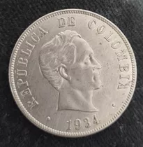 Moneda 50 Centavos República De Colombia 1934