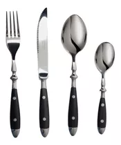 Set De 24 Cubiertos Volf Bistro- Negro- Prestigio