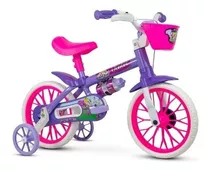 Bicicleta Aro 12 Violet Nathor - 3 Anos Com Rodinhas Cor Violeta/branco/rosa