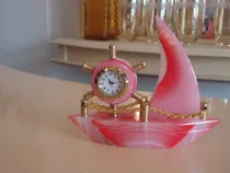 Relógio Barco Ônix Rosa Do Paquistão Antigo