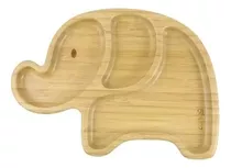 Prato Infantil Bambu Com Divisórias E Ventosa Premium Clingo Cor Elefante