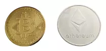 2 Moneda Bitcoin Y Ethereum Coleccion Con Estuche Conmemorar