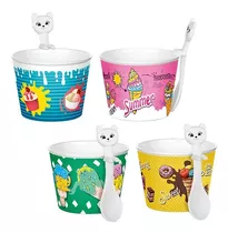 Set De 4 Vasos Para Helado / Postres + Cucharas Titiz ®