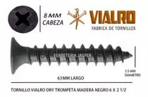 Tornillo Vialro Negro Madera Aguja 6 X 2 1/2